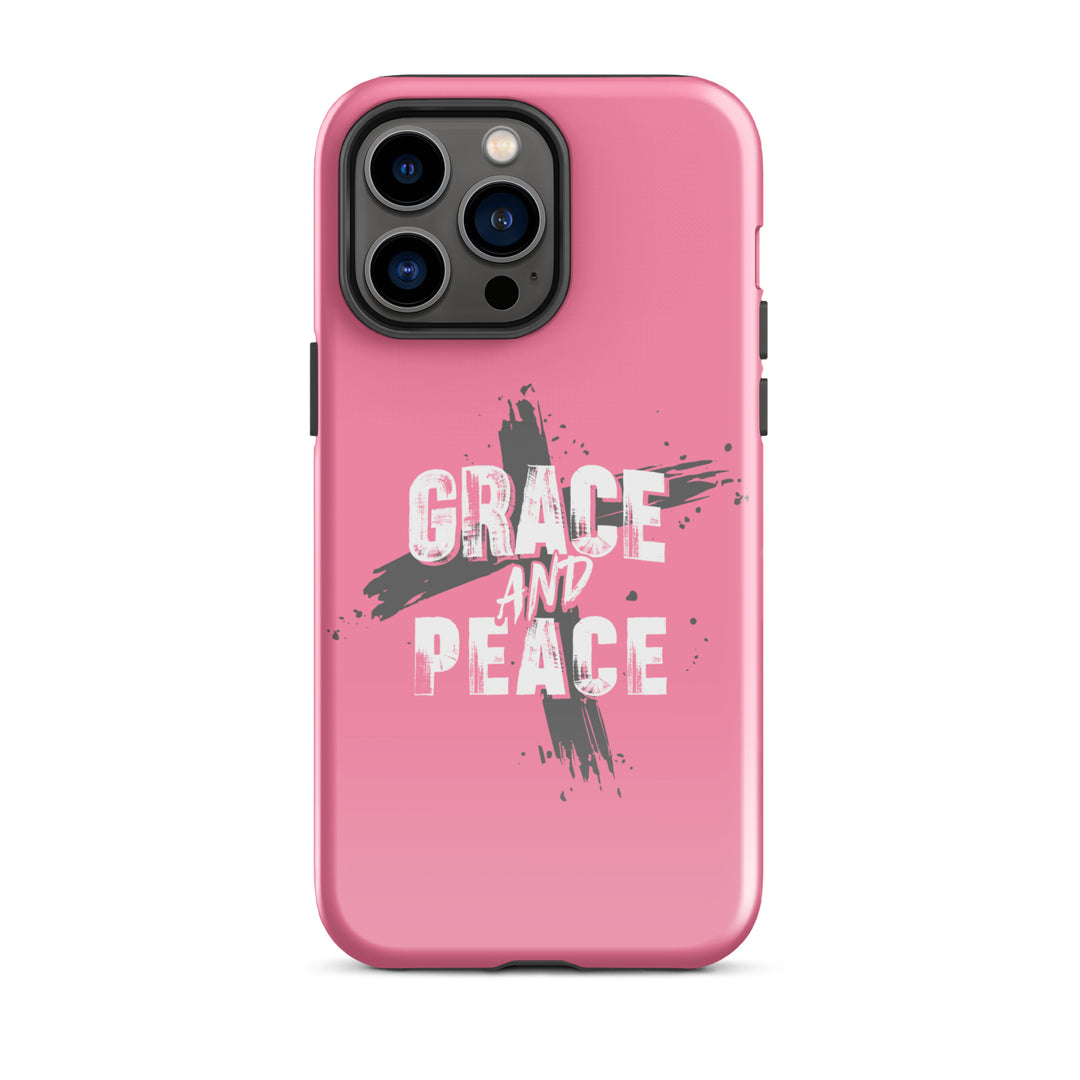 Christian Phone Case Grace and Peace Cross Pink for iPhone® iPhone® Phone Cases Glossy iPhone 14 Pro Max 