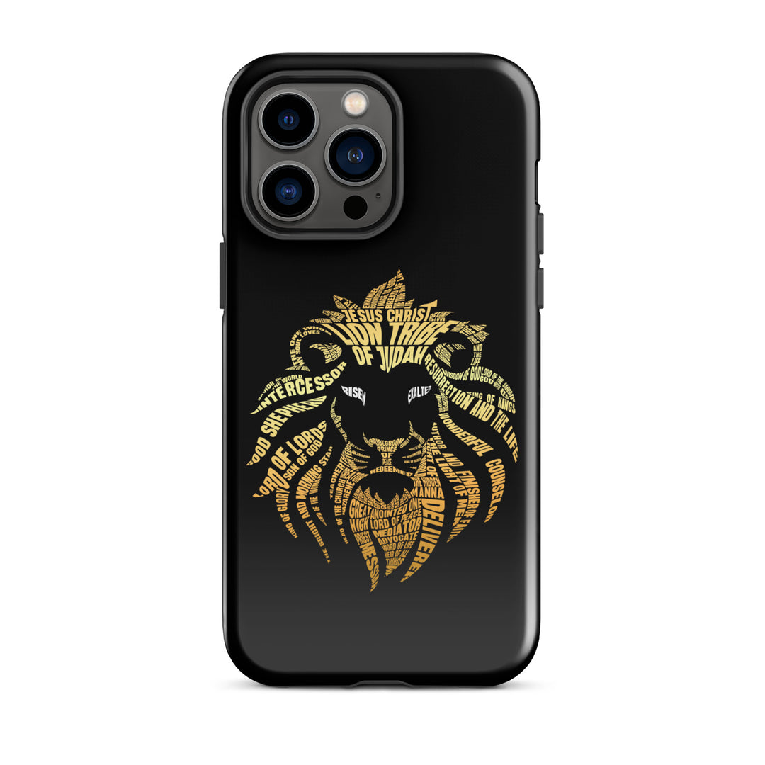 Christian Phone Case Lion Word Cloud Black for iPhone® iPhone® Phone Cases Glossy iPhone 14 Pro Max 