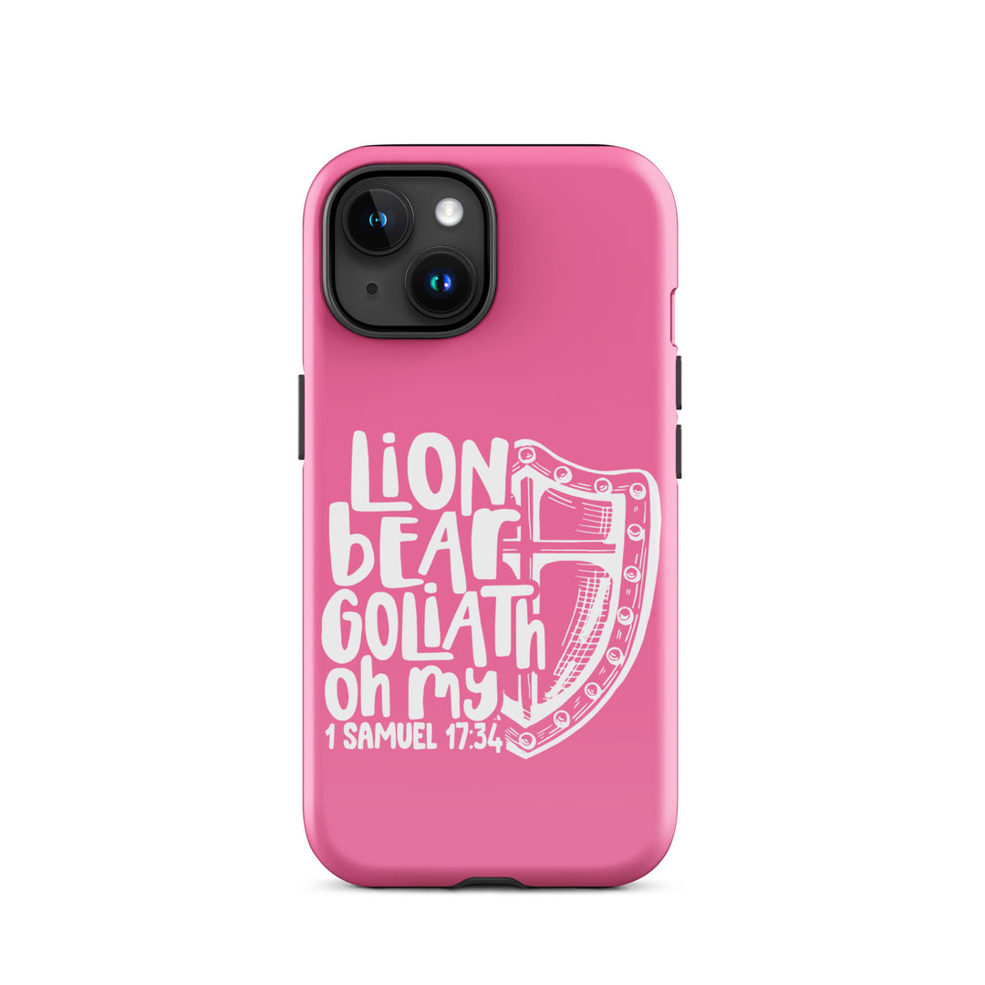 Christian Phone Case Lion Bear Goliath Oh My Pink for iPhone® iPhone® Phone Cases Glossy iPhone 15 