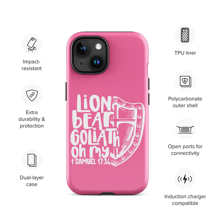 Christian Phone Case Lion Bear Goliath Oh My Pink for iPhone® iPhone® Phone Cases   