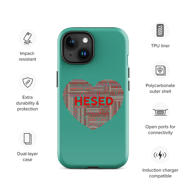 Christian Phone Case Hesed Heart Teal for iPhone® iPhone® Phone Cases   