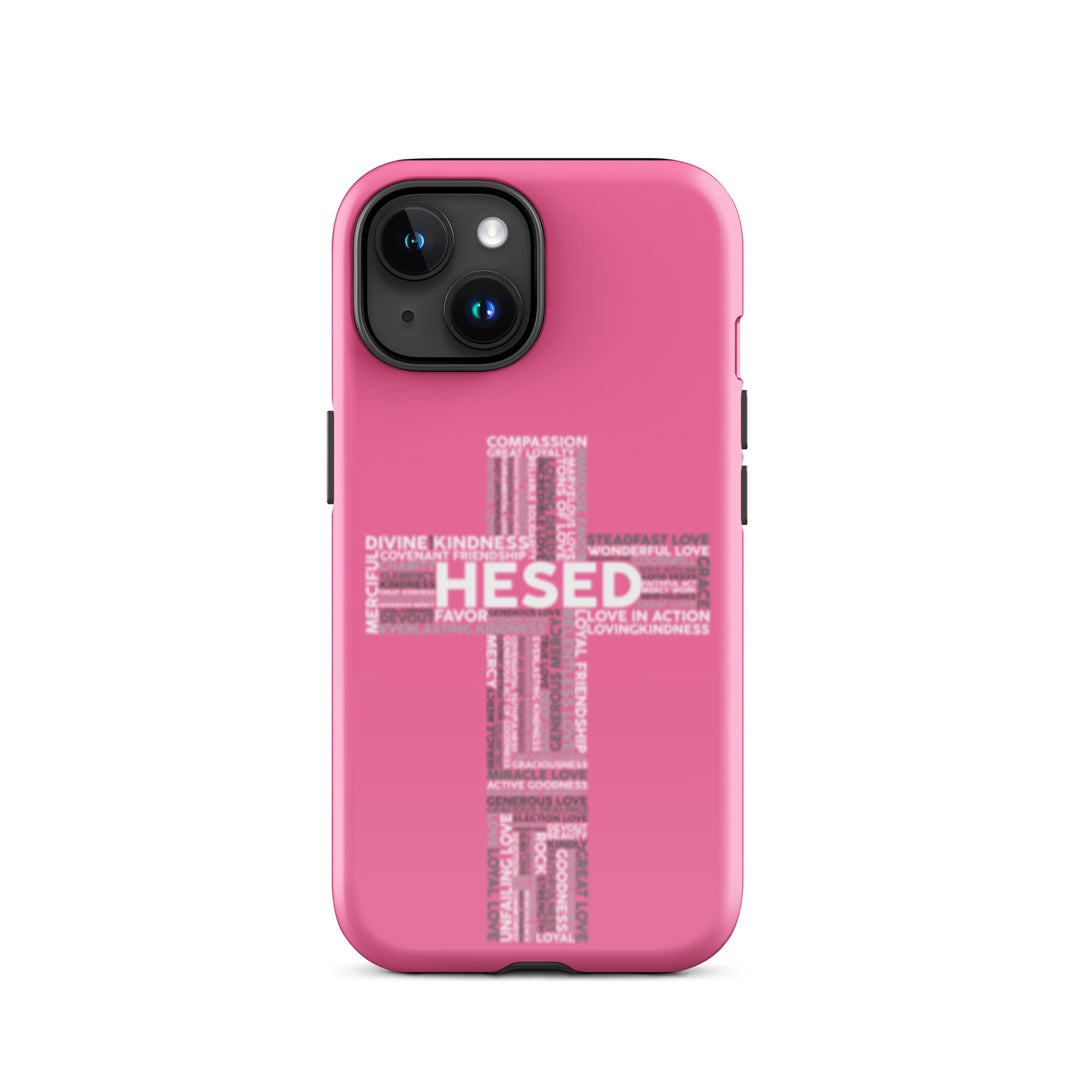 Christian Phone Case Hesed Cross Pink for iPhone® iPhone® Phone Cases Glossy iPhone 15 