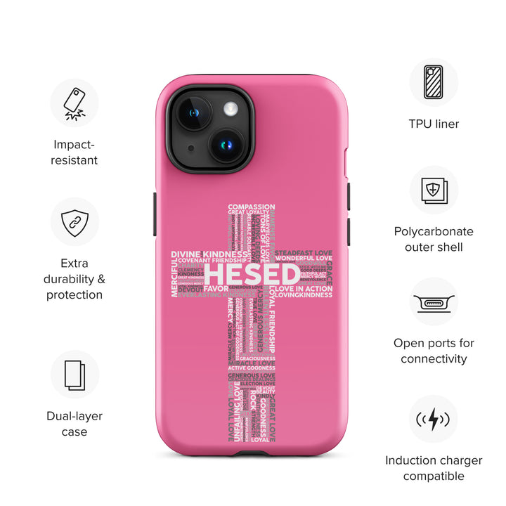 Christian Phone Case Hesed Cross Pink for iPhone® iPhone® Phone Cases   