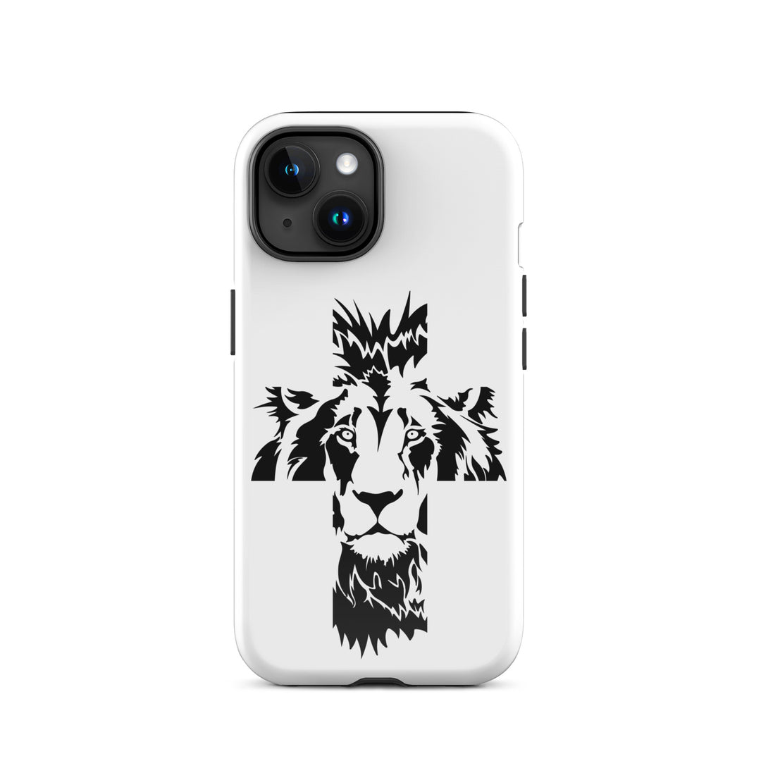 Christian Phone Case Aslan Cross White for iPhone® iPhone® Phone Cases Glossy iPhone 15 