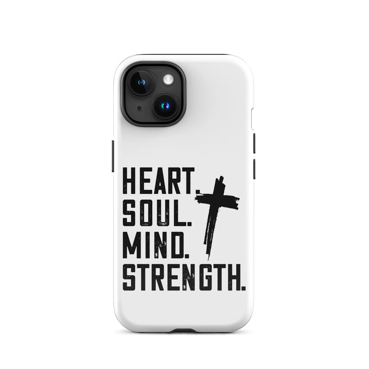 Christian Phone Case Heart Soul Mind Strength White for iPhone® iPhone® Phone Cases Glossy iPhone 15 