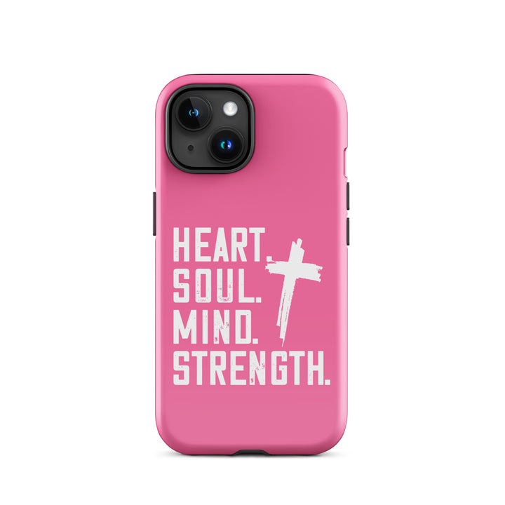 Christian Phone Case Heart Soul Mind Strength Pink for iPhone® iPhone® Phone Cases Glossy iPhone 15 