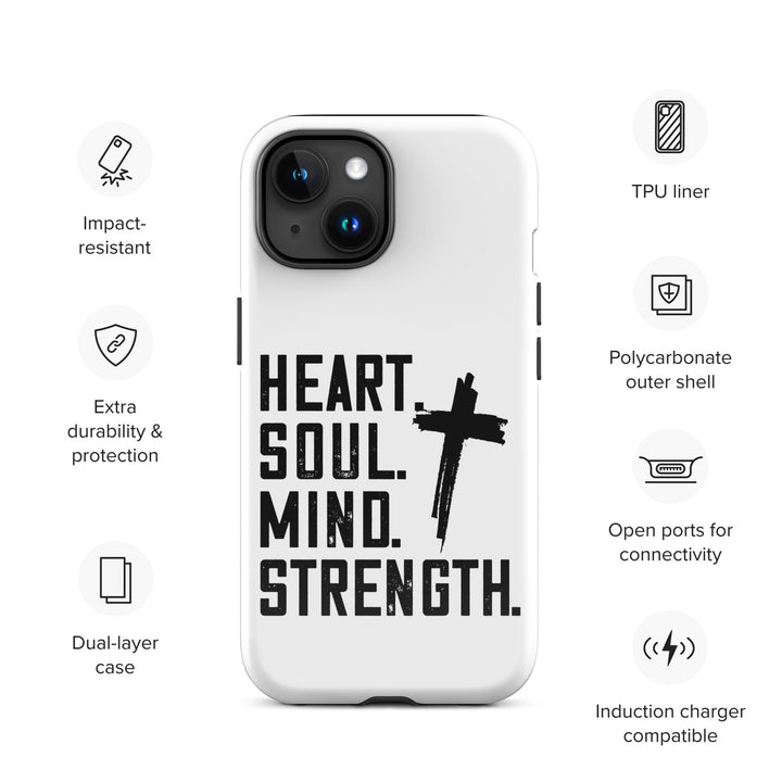 Christian Phone Case Heart Soul Mind Strength White for iPhone® iPhone® Phone Cases   