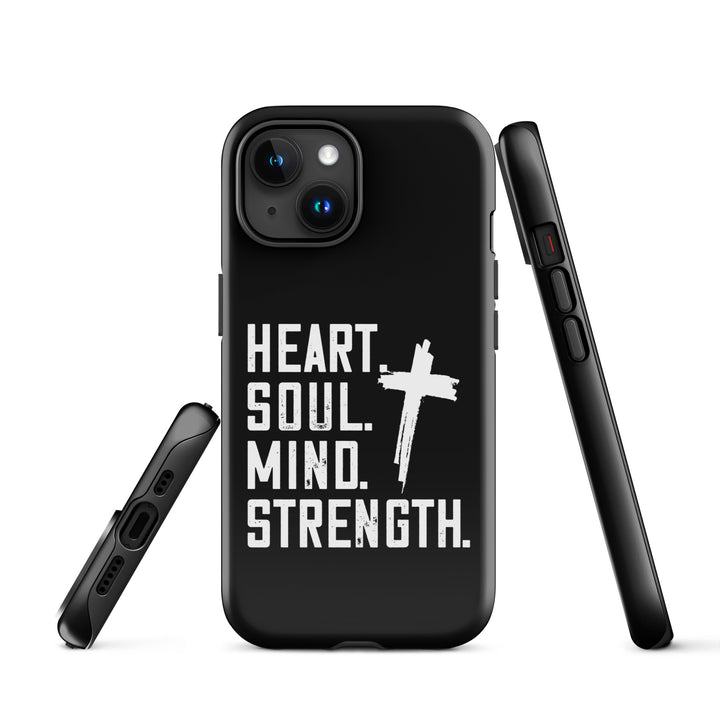 Christian Phone Case Heart Soul Mind Strength Black for iPhone® iPhone® Phone Cases   