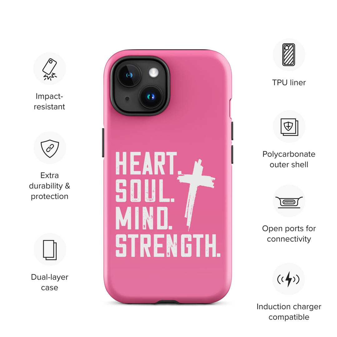 Christian Phone Case Heart Soul Mind Strength Pink for iPhone® iPhone® Phone Cases   