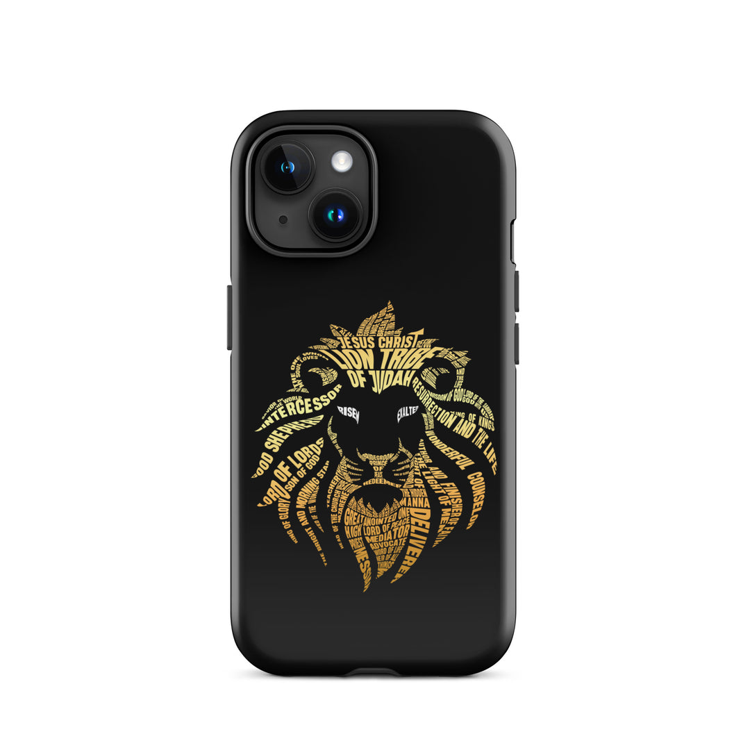 Christian Phone Case Lion Word Cloud Black for iPhone® iPhone® Phone Cases Glossy iPhone 15 