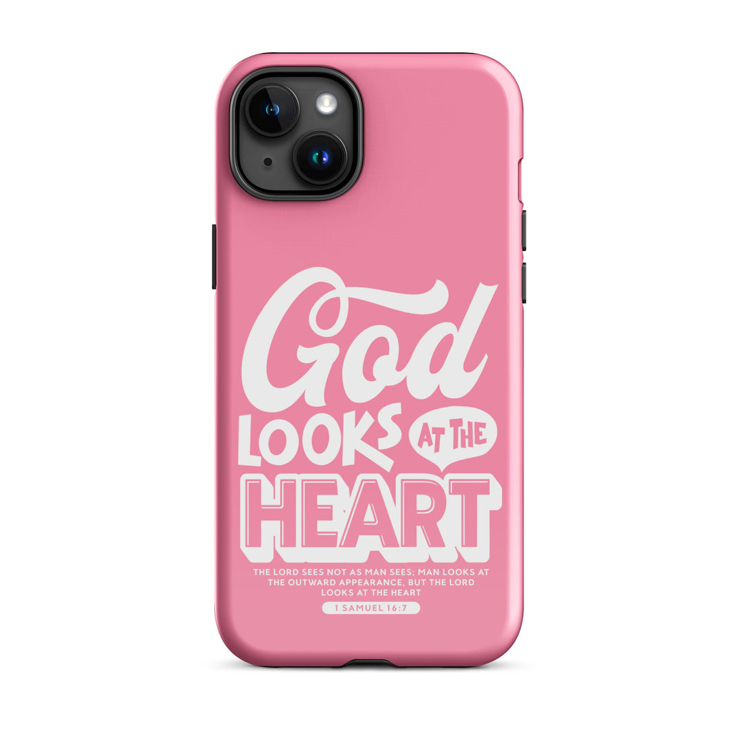 Christian Phone Case God Looks At Heart for iPhone® iPhone® Phone Cases Glossy iPhone 15 Plus 