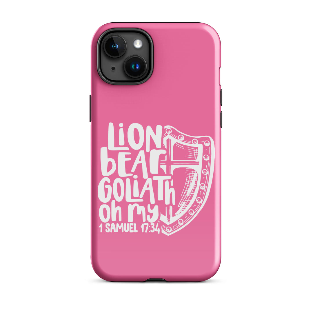 Christian Phone Case Lion Bear Goliath Oh My Pink for iPhone® iPhone® Phone Cases Glossy iPhone 15 Plus 