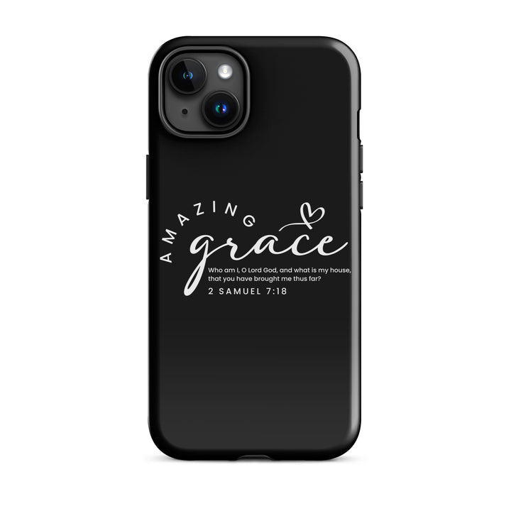 Christian Phone Case Amazing Grace Heart Black for iPhone® iPhone® Phone Cases Glossy iPhone 15 Plus 