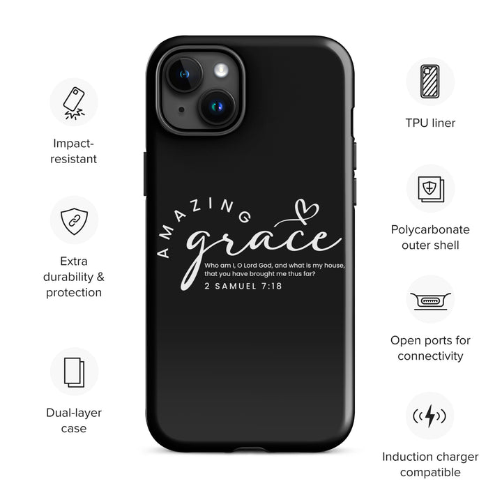 Christian Phone Case Amazing Grace Heart Black for iPhone® iPhone® Phone Cases   