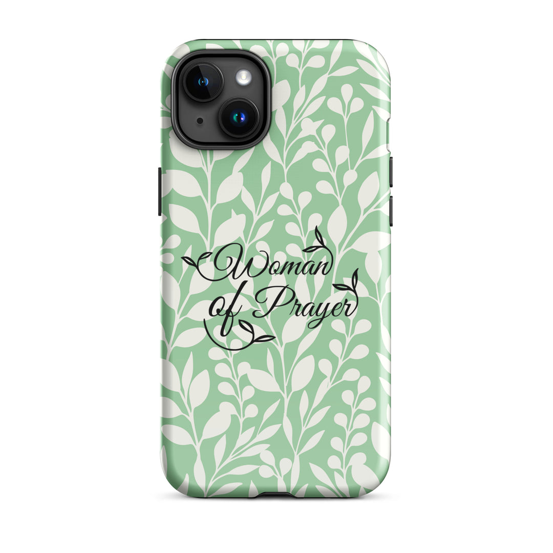 Christian Phone Case Woman of Prayer Green for iPhone® iPhone® Phone Cases Glossy iPhone 15 Plus 