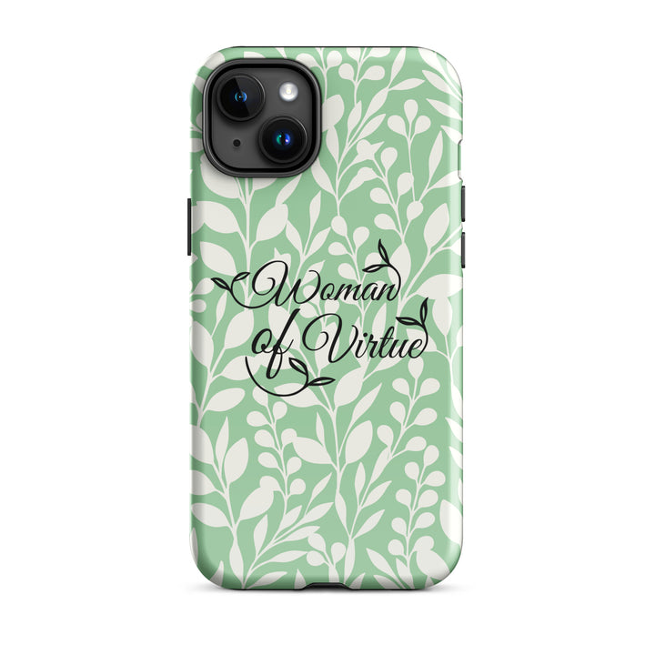 Christian Phone Case Woman of Virtue Green for iPhone® iPhone® Phone Cases Glossy iPhone 15 Plus 