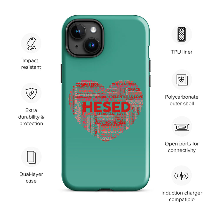 Christian Phone Case Hesed Heart Teal for iPhone® iPhone® Phone Cases   