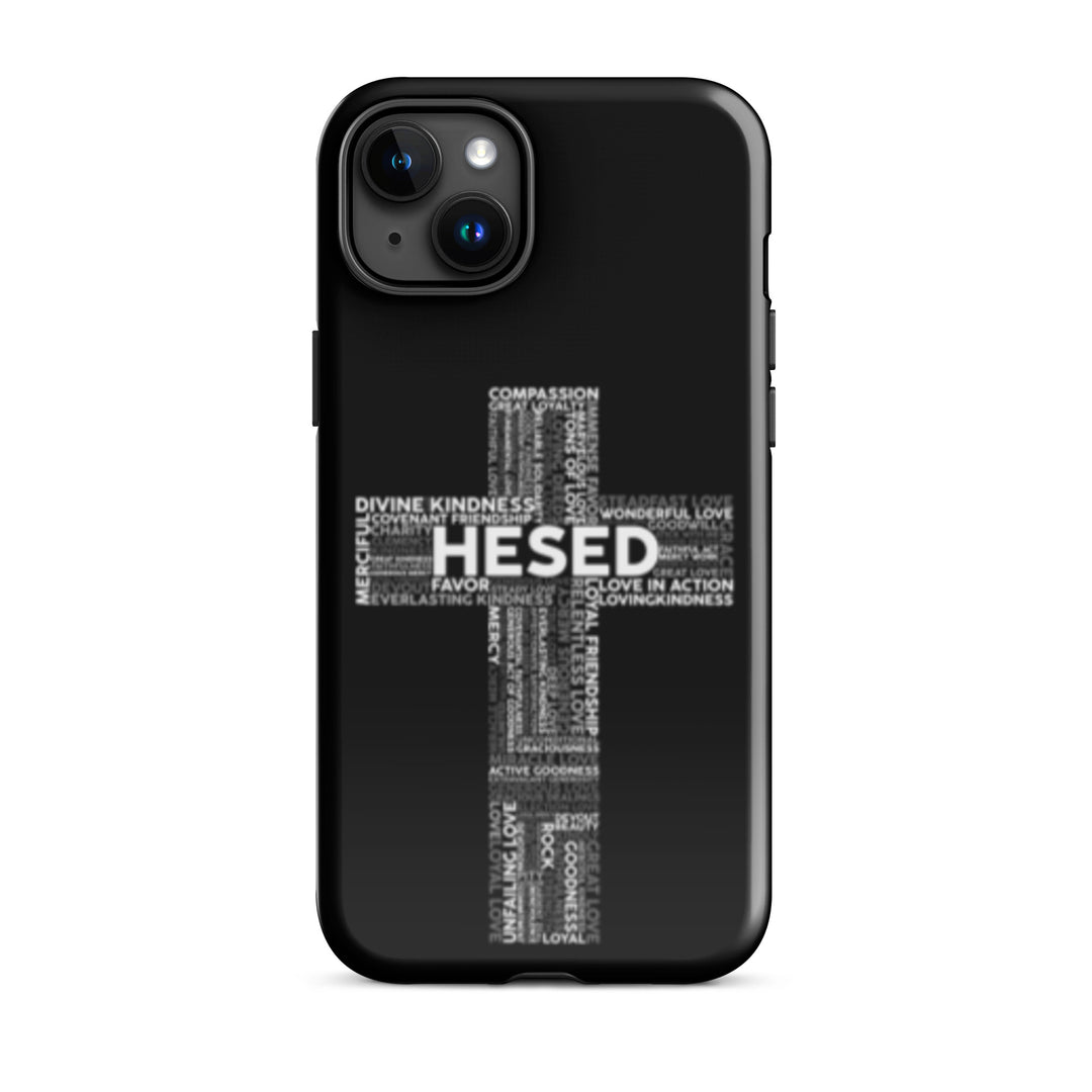 Christian Phone Case Hesed Cross Black for iPhone® iPhone® Phone Cases Glossy iPhone 15 Plus 