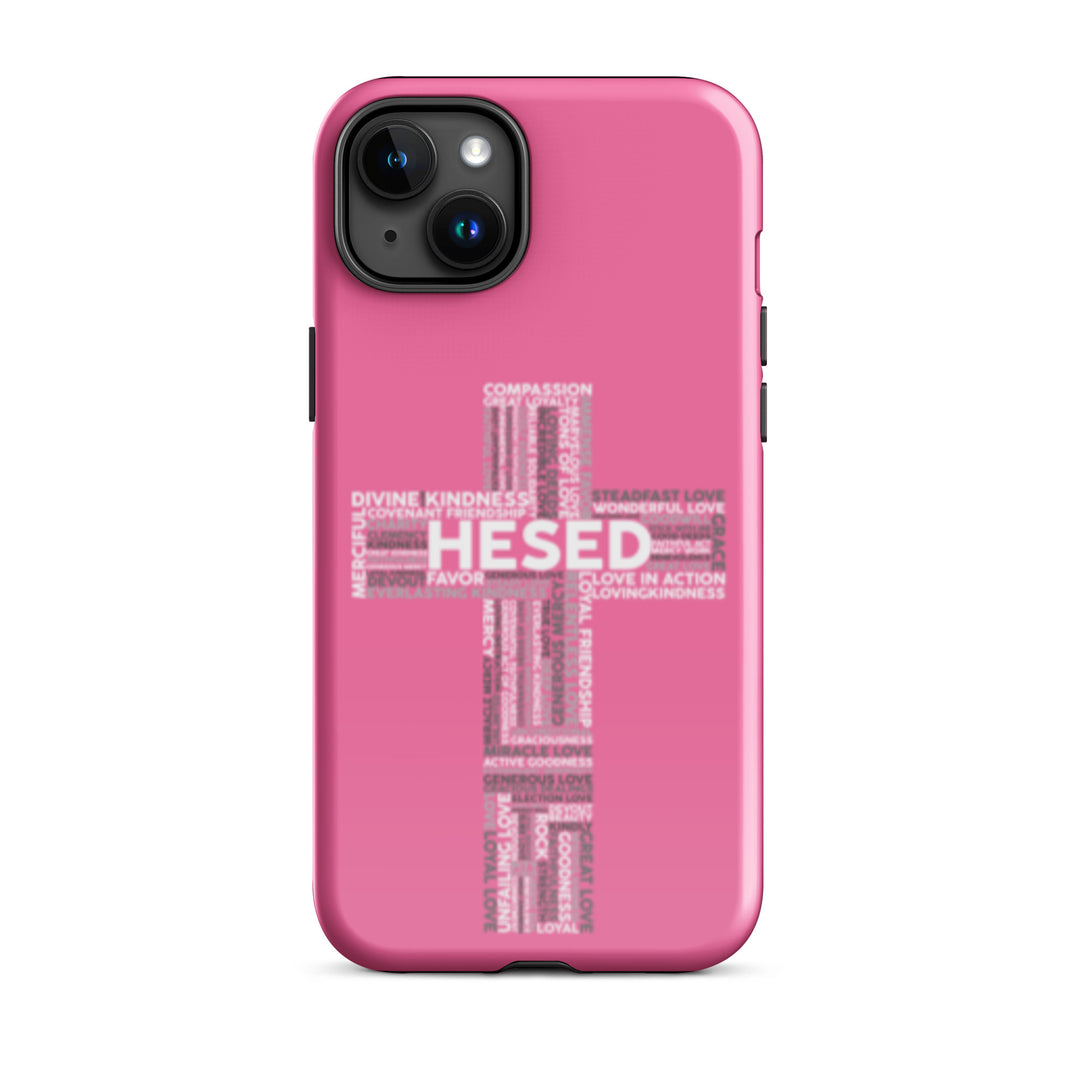 Christian Phone Case Hesed Cross Pink for iPhone® iPhone® Phone Cases Glossy iPhone 15 Plus 