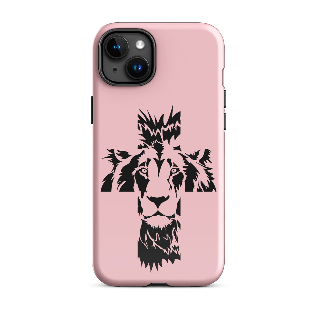 Christian Phone Case Aslan Cross Pink for iPhone® iPhone® Phone Cases Glossy iPhone 15 Plus 