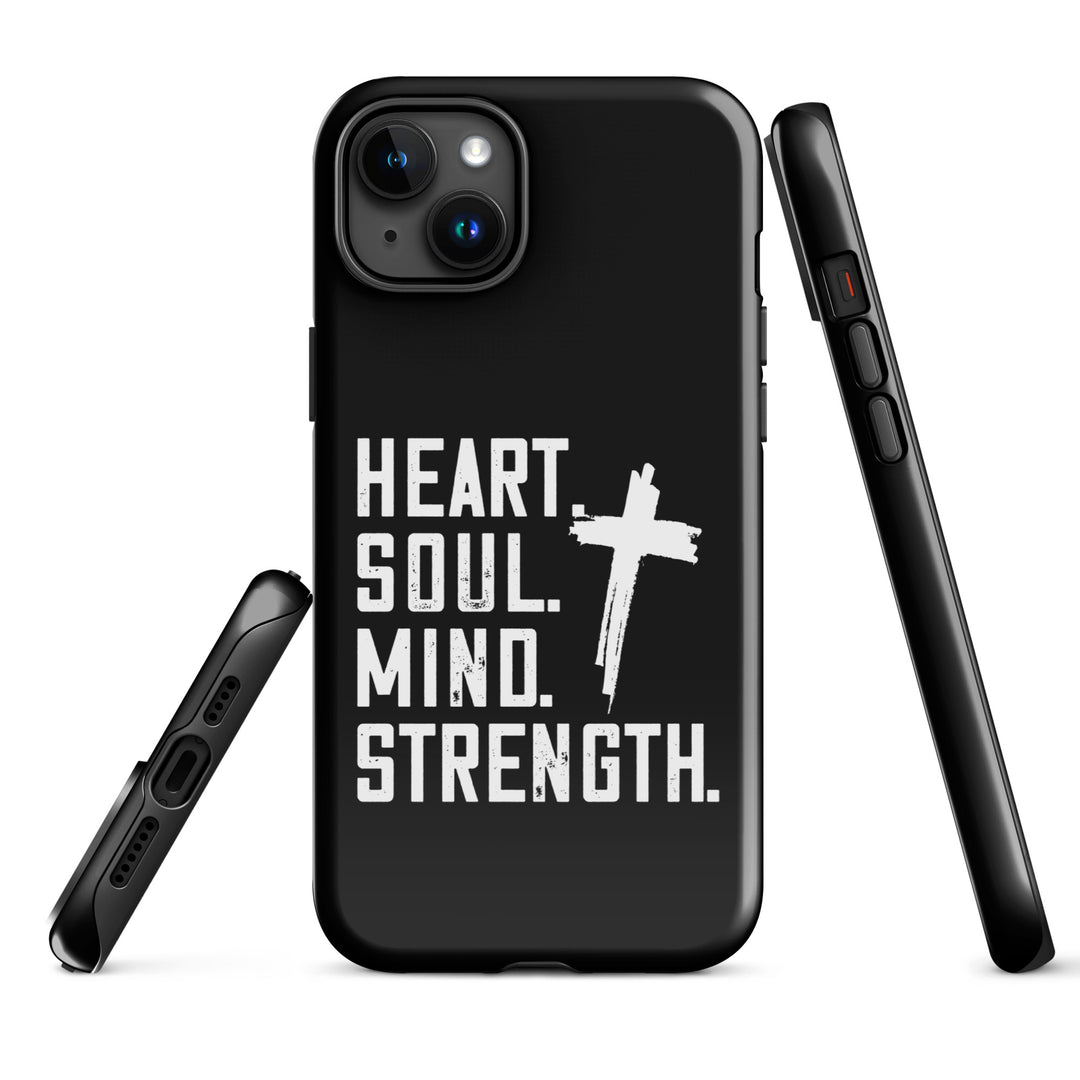 Christian Phone Case Heart Soul Mind Strength Black for iPhone® iPhone® Phone Cases   