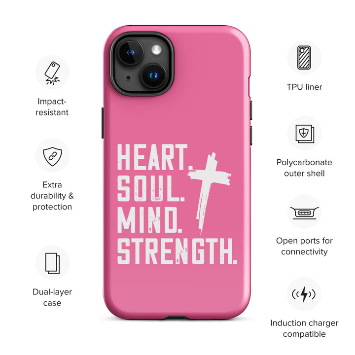 Christian Phone Case Heart Soul Mind Strength Pink for iPhone® iPhone® Phone Cases   