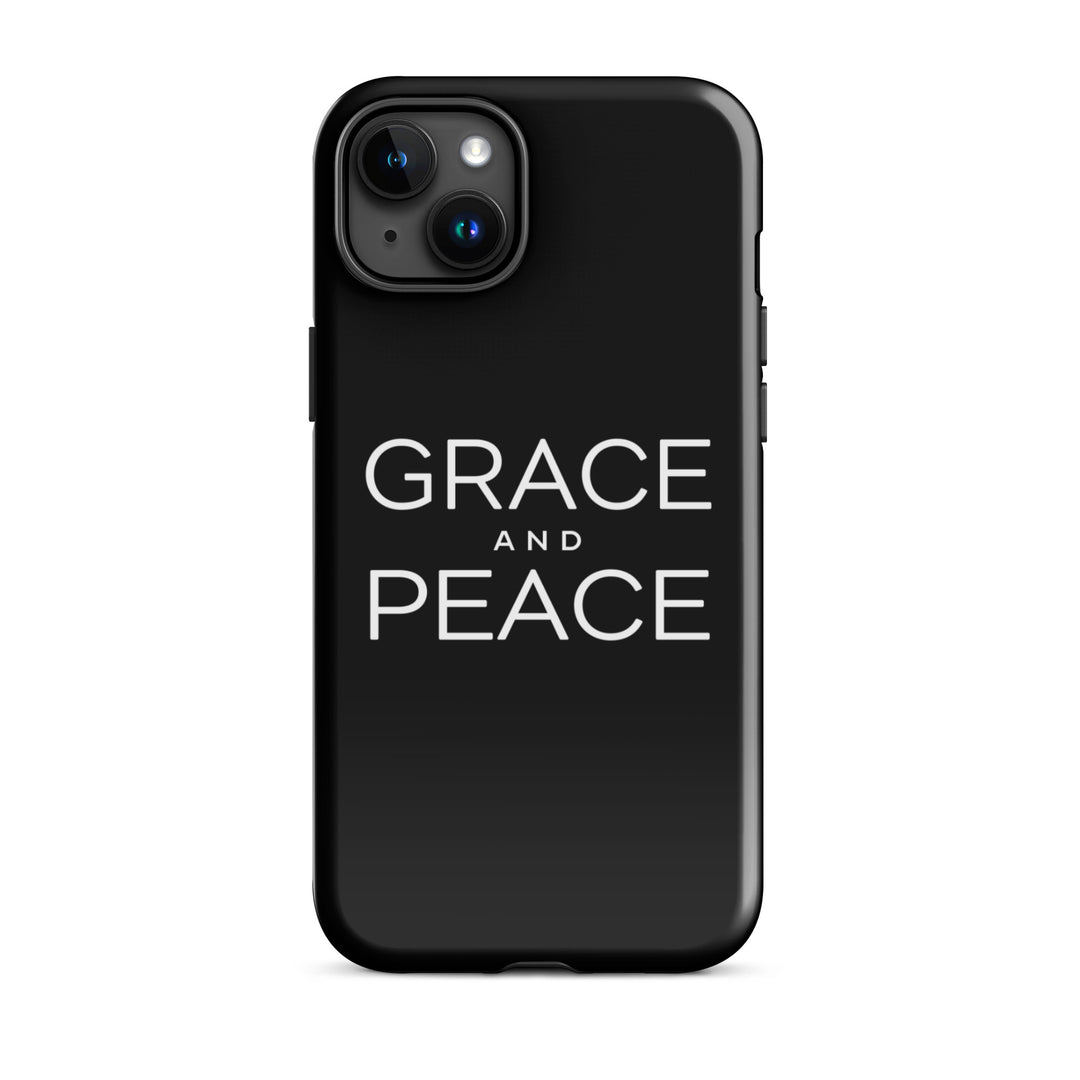 Christian Phone Case Grace and Peace Black for iPhone® iPhone® Phone Cases Glossy iPhone 15 Plus 