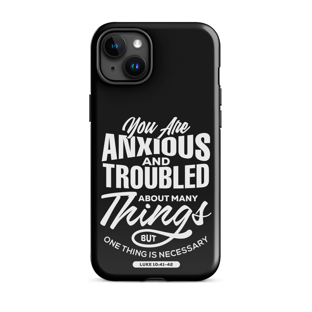 Christian Phone Case Anxious And Troubled Black for iPhone® iPhone® Phone Cases Glossy iPhone 15 Plus 