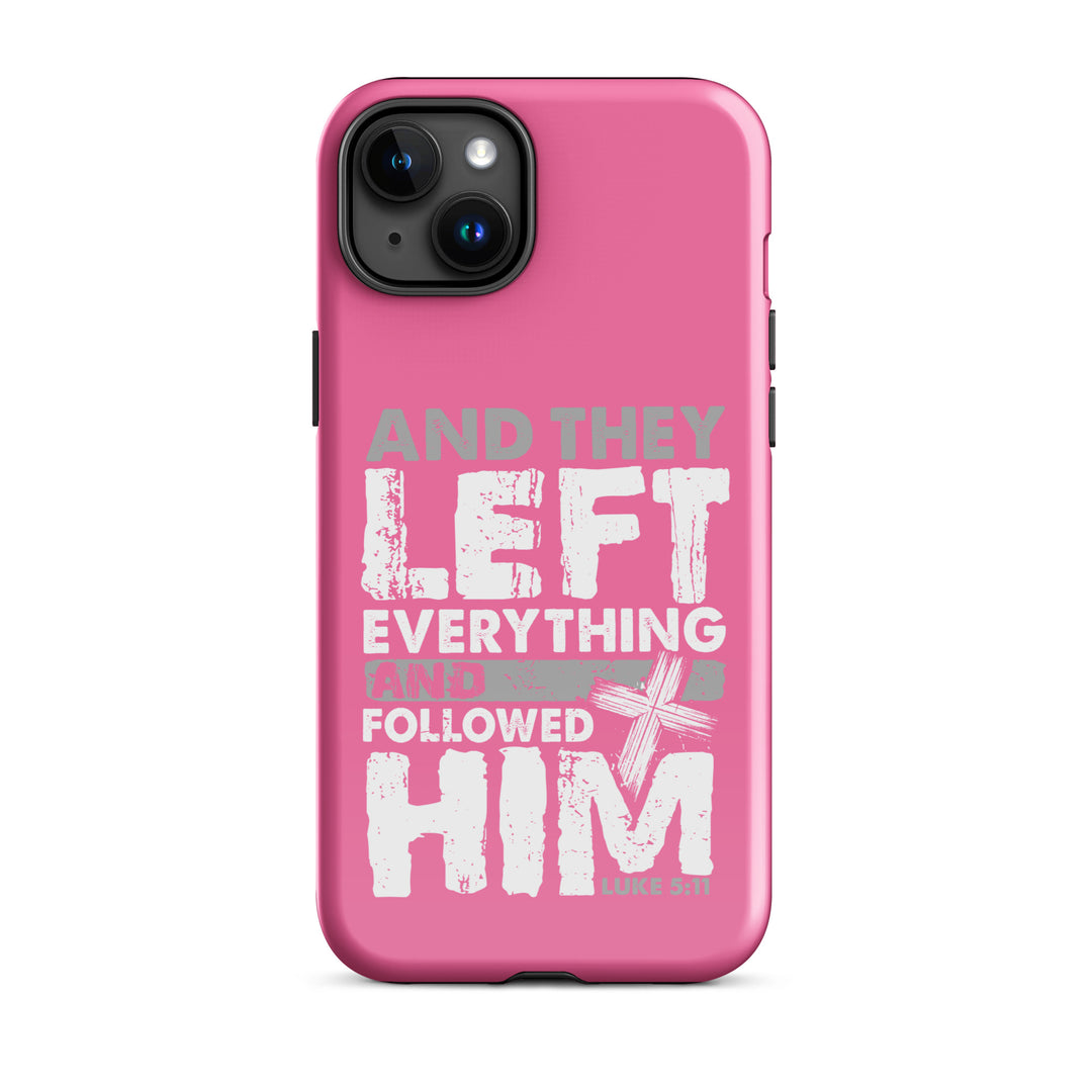 Christian Phone Case Left Everything Cross Pink for iPhone® iPhone® Phone Cases Glossy iPhone 15 Plus 