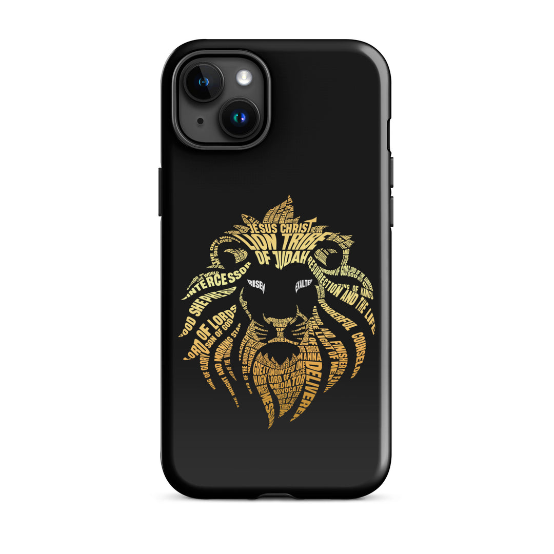 Christian Phone Case Lion Word Cloud Black for iPhone® iPhone® Phone Cases Glossy iPhone 15 Plus 