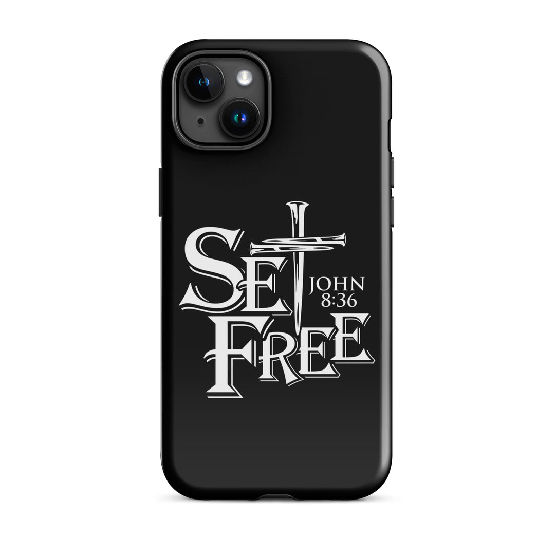 Christian Phone Case Set Free Black for iPhone® iPhone® Phone Cases Glossy iPhone 15 Plus 