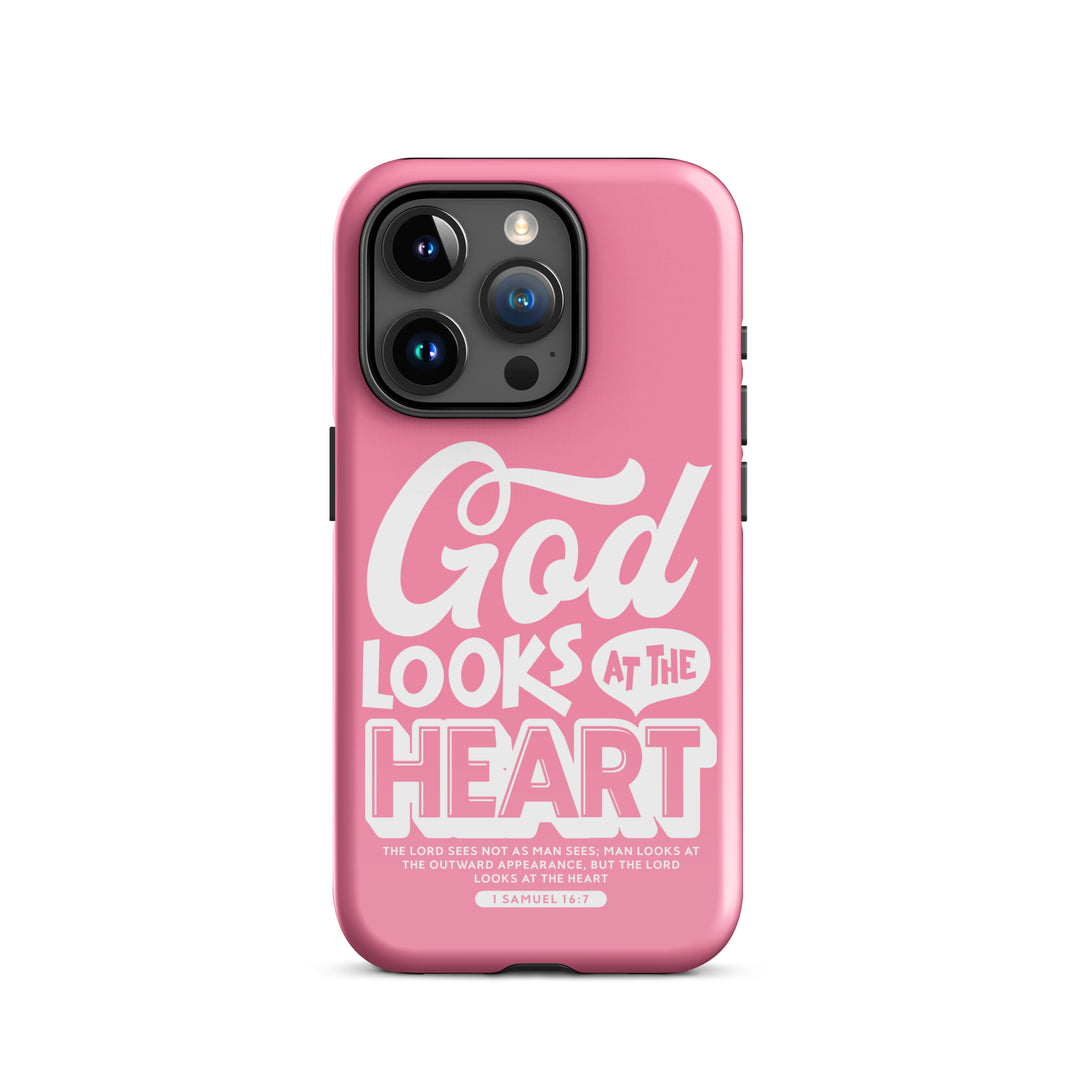 Christian Phone Case God Looks At Heart for iPhone® iPhone® Phone Cases Glossy iPhone 15 Pro 