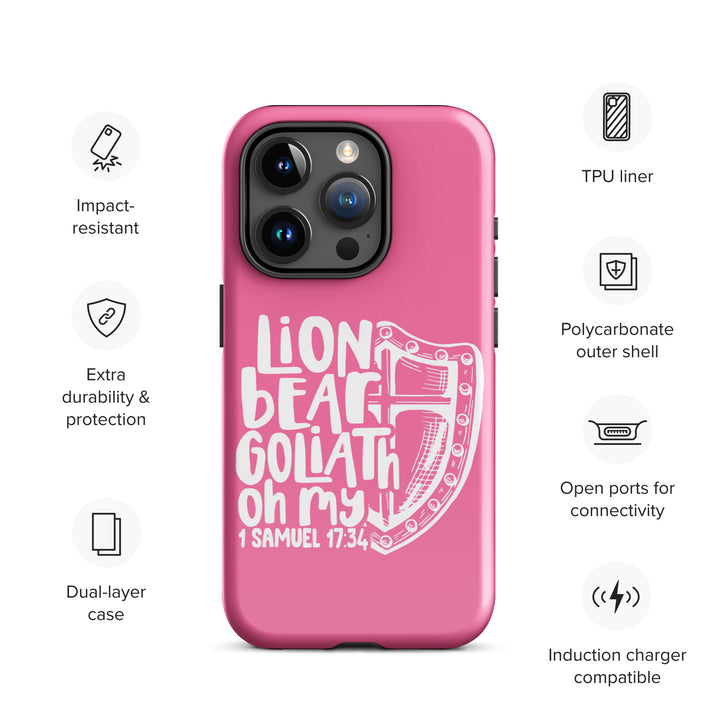 Christian Phone Case Lion Bear Goliath Oh My Pink for iPhone® iPhone® Phone Cases   