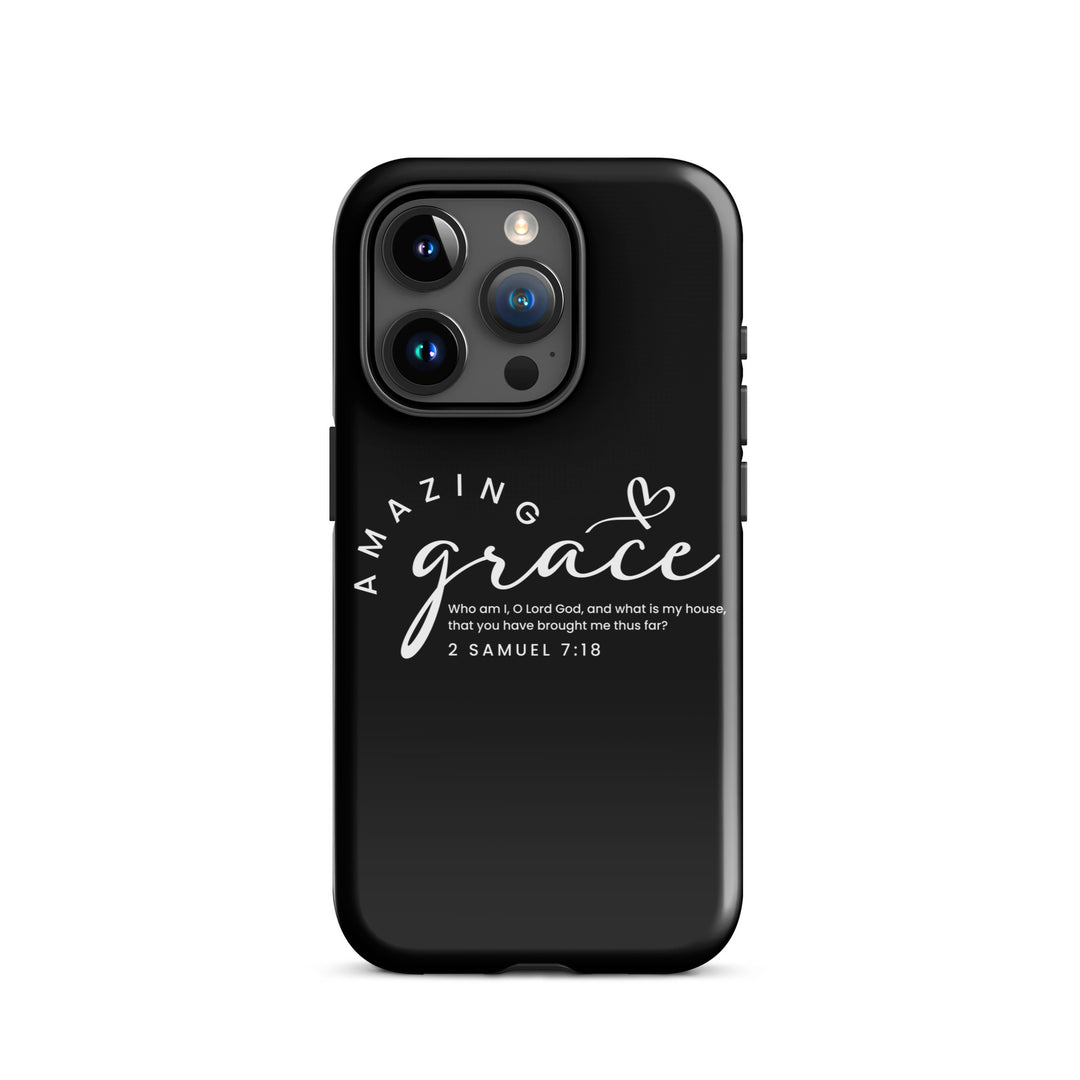 Christian Phone Case Amazing Grace Heart Black for iPhone® iPhone® Phone Cases Glossy iPhone 15 Pro 