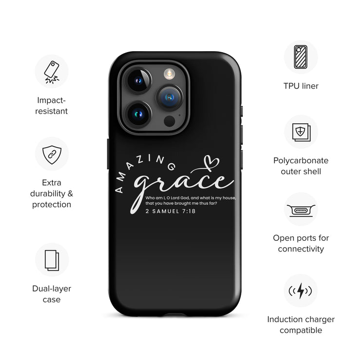 Christian Phone Case Amazing Grace Heart Black for iPhone® iPhone® Phone Cases   