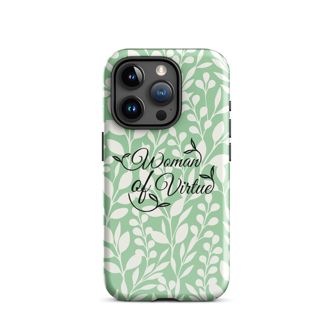 Christian Phone Case Woman of Virtue Green for iPhone® iPhone® Phone Cases Glossy iPhone 15 Pro 