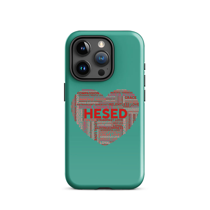 Christian Phone Case Hesed Heart Teal for iPhone® iPhone® Phone Cases Glossy iPhone 15 Pro 