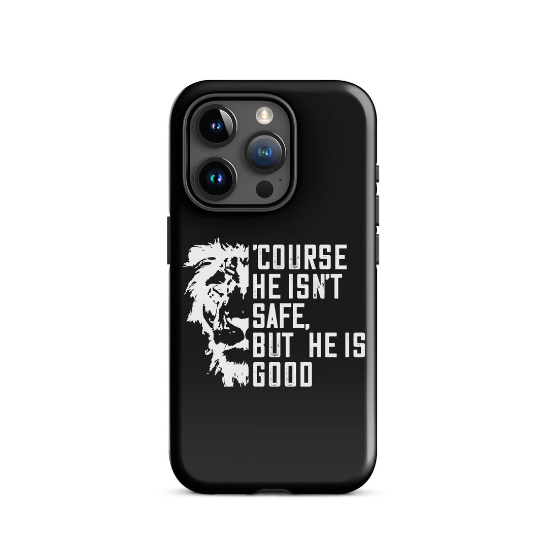 Christian Phone Case for iPhone® 'Course He Isn't Safe Black iPhone® Phone Cases Glossy iPhone 15 Pro 