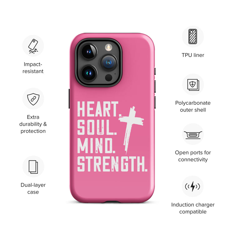 Christian Phone Case Heart Soul Mind Strength Pink for iPhone® iPhone® Phone Cases   