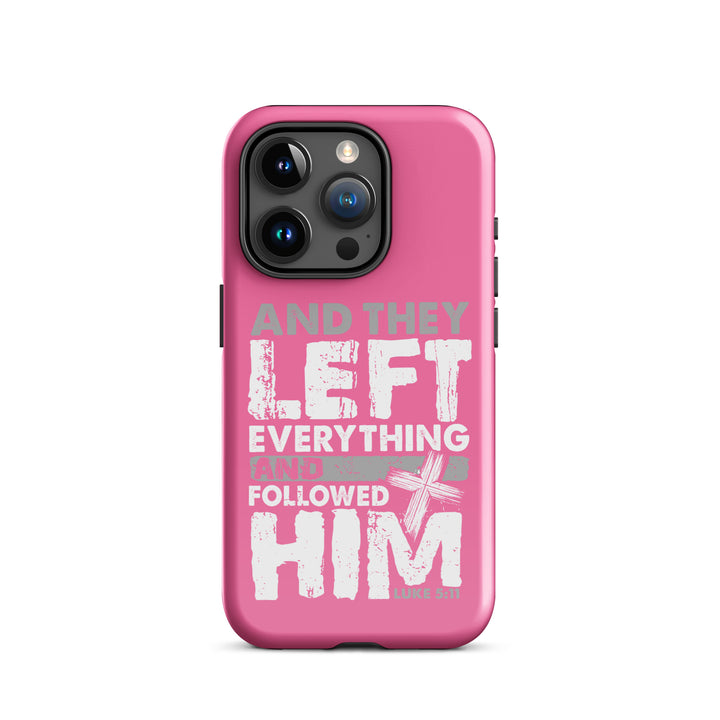 Christian Phone Case Left Everything Cross Pink for iPhone® iPhone® Phone Cases Glossy iPhone 15 Pro 