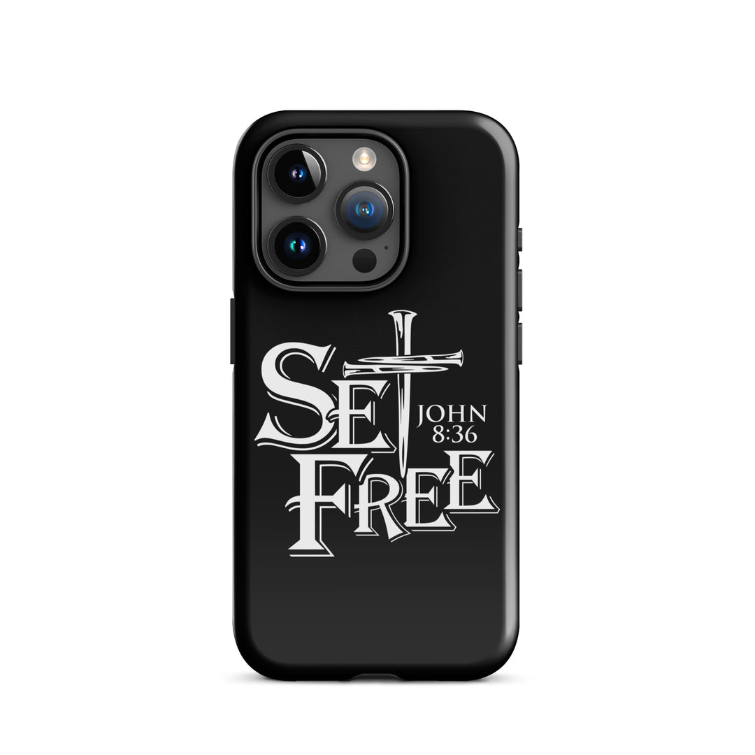 Christian Phone Case Set Free Black for iPhone® iPhone® Phone Cases Glossy iPhone 15 Pro 