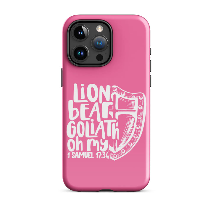 Christian Phone Case Lion Bear Goliath Oh My Pink for iPhone® iPhone® Phone Cases Glossy iPhone 15 Pro Max 