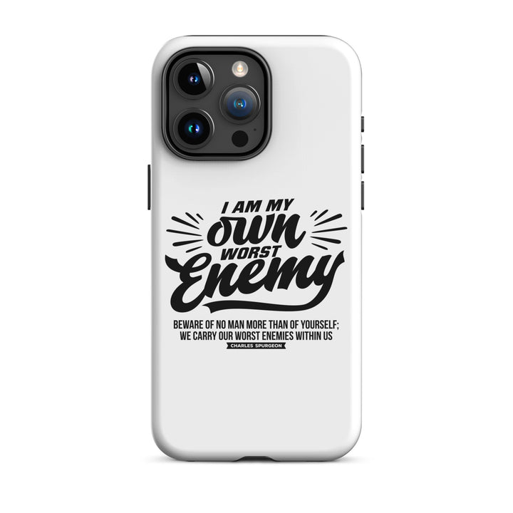 Christian Phone Case Worst Enemy White for iPhone® iPhone® Phone Cases Glossy iPhone 15 Pro Max 