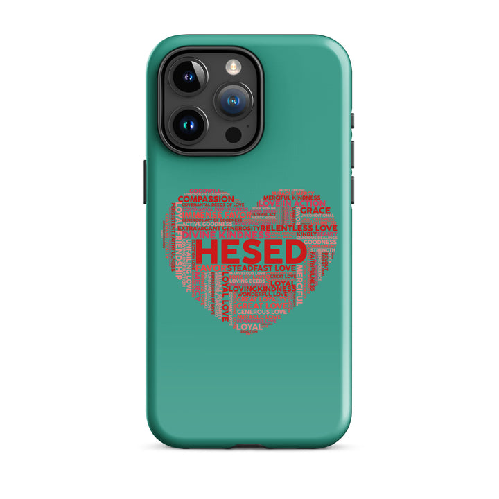 Christian Phone Case Hesed Heart Teal for iPhone® iPhone® Phone Cases Glossy iPhone 15 Pro Max 