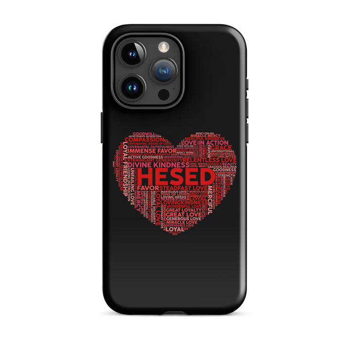 Christian Phone Case Hesed Heart Black for iPhone® iPhone® Phone Cases Glossy iPhone 15 Pro Max 