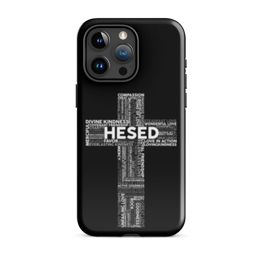 Christian Phone Case Hesed Cross Black for iPhone® iPhone® Phone Cases Glossy iPhone 15 Pro Max 