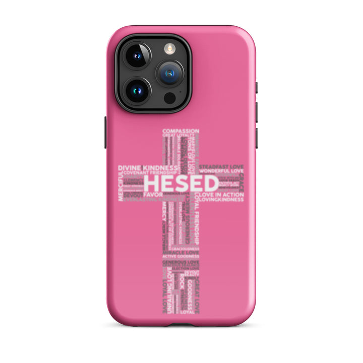 Christian Phone Case Hesed Cross Pink for iPhone® iPhone® Phone Cases Glossy iPhone 15 Pro Max 