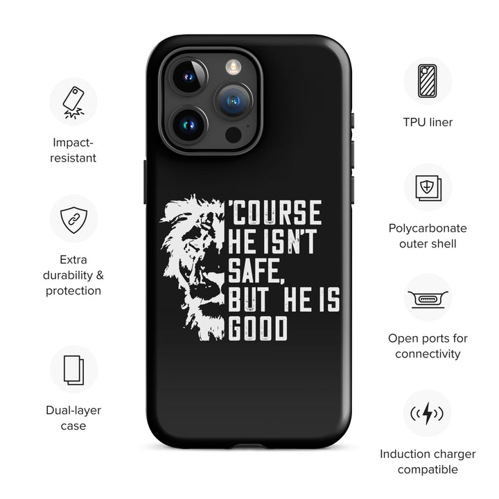 Christian Phone Case for iPhone® 'Course He Isn't Safe Black iPhone® Phone Cases   