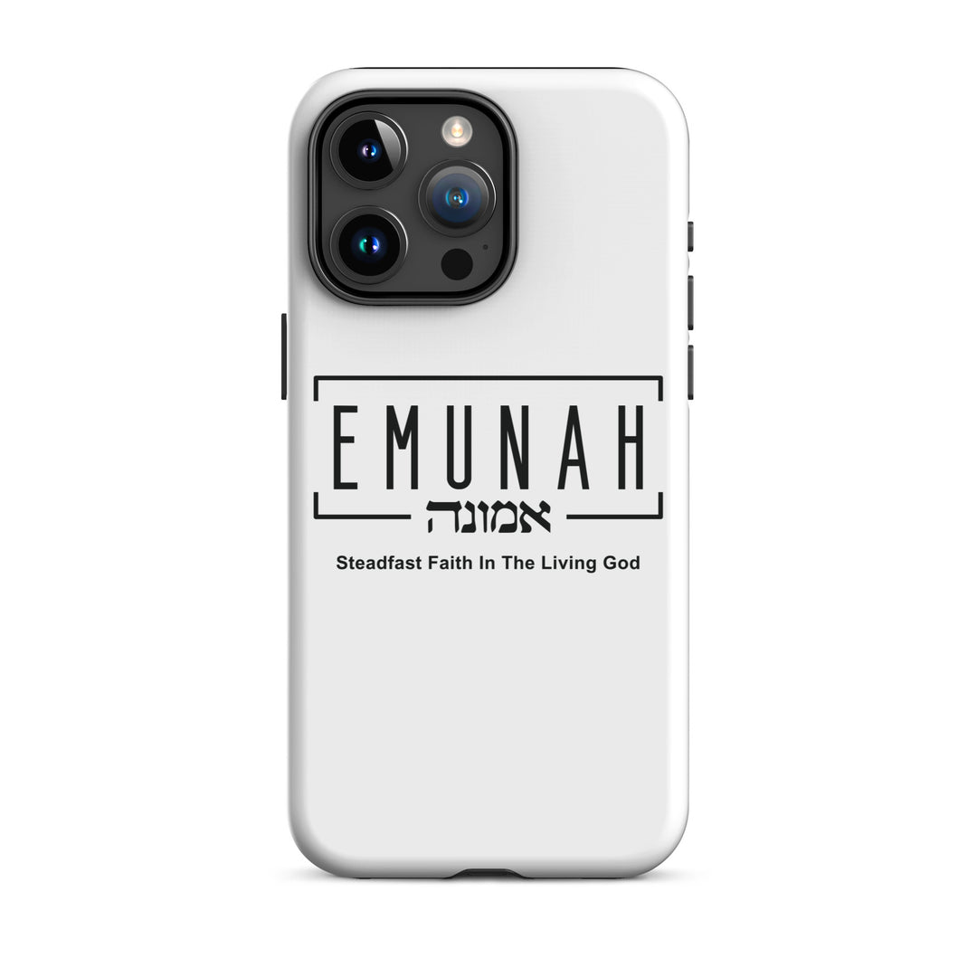 Christian Phone Case Emunah Steadfast Faith White for iPhone® iPhone® Phone Cases Glossy iPhone 15 Pro Max 