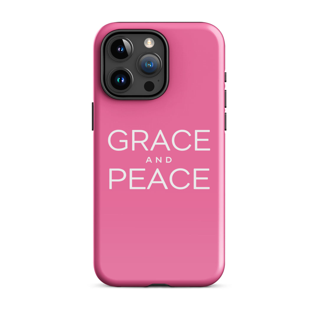 Christian Phone Case Grace and Peace Pink for iPhone® iPhone® Phone Cases Glossy iPhone 15 Pro Max 